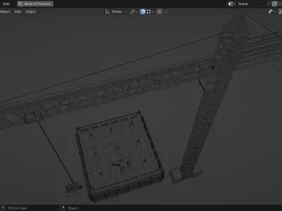 Low poly Construction Site with Crane Low-poly 3D model