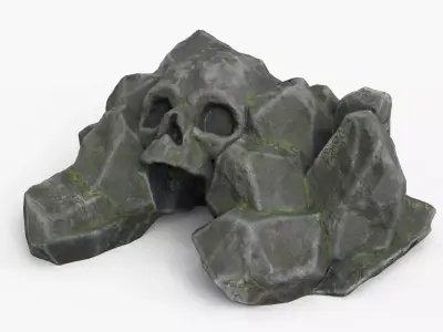Rock Skull 1005 - Grey Jagged Stone Low-poly 3D model
