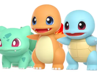 Kanto Starters FREE 3D model Free low-poly 3D model