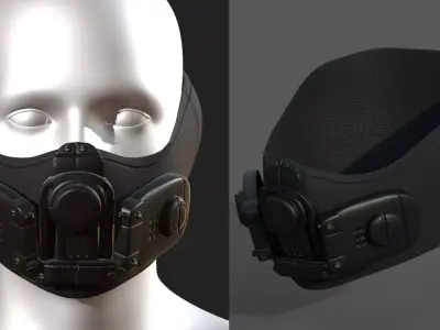 Gas mask respirator scifi futuristic 3d  Low-poly 3D model