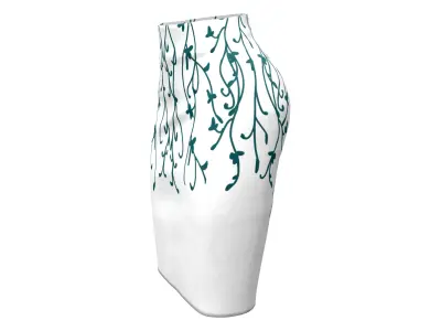 Flower Pattern Knee Length White Pencil Skirt Low-poly 3D model