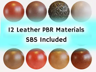 12 Leather PBR materials Texture