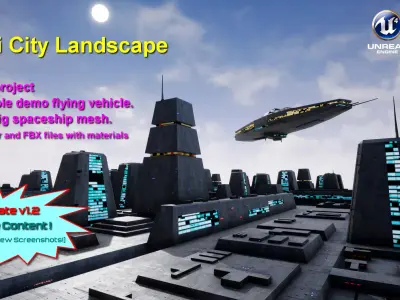 Sci-Fi City Landscape UE4 Low-poly 3D model