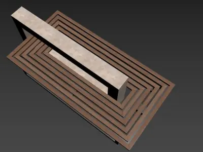  Urban Bench Concrete Wood exterior public space street 3D model