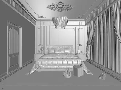 French Style Bedroom 3D Model 3D model
