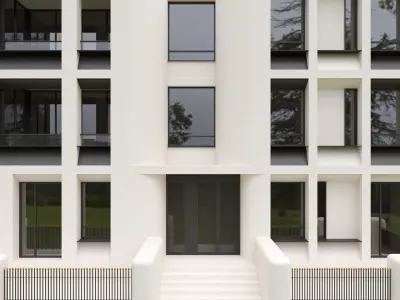 Building 2 with fence  3D model