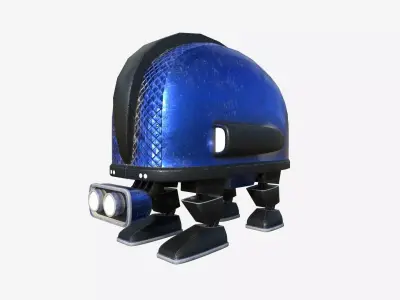 Turtleback Robot J10 Blue - SciFi Character Design Low-poly 3D model