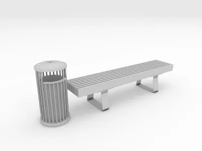 Bench Park 26 Low-poly 3D model