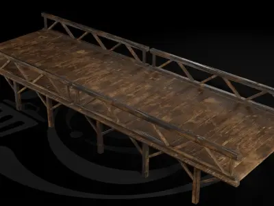 AAA Medieval Wooden Bridge 01 R Low-poly 3D model