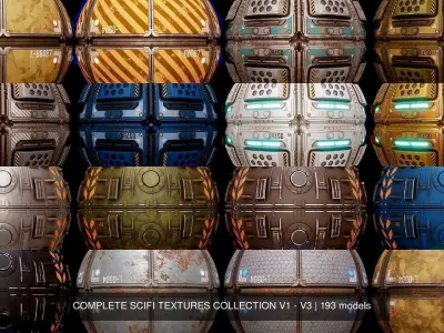 COMPLETE SCIFI TEXTURES COLLECTION V1 - V3 3D Model Pack