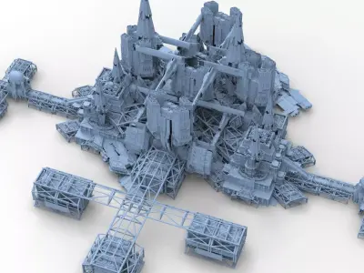 Desert Mars Colony station 1 3D model