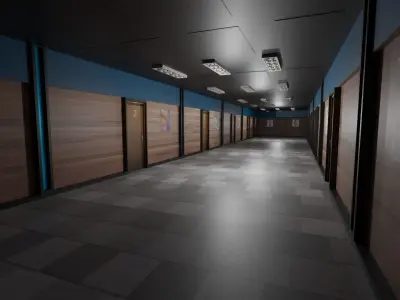 Hotel Corridor Low-poly 3D model