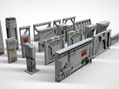 sci-fi Architecture kitbash 4 3D model