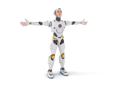 Futuristic Humanoid Robot Model Pack Low-poly 3D model 5