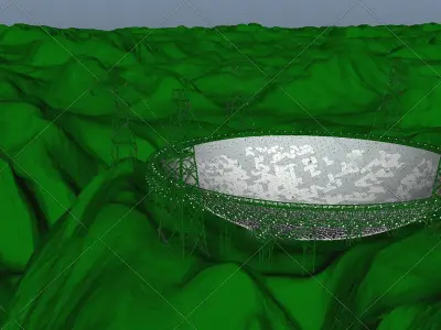 Night Fast radio telescope moutain landscape 3D model