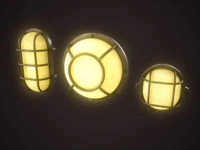 Industrial Wall Lamps Pack Low-poly 3D model