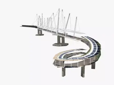 Kurilpa Bridge Low-poly 3D model