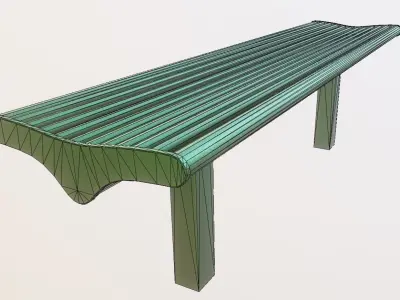 Bench 5 Low-Poly Green Painted Metal Low-poly 3D model