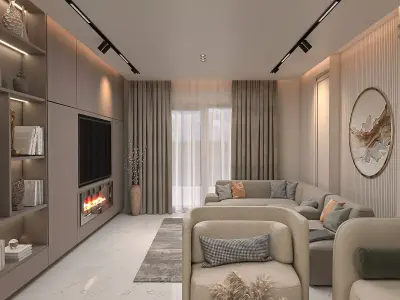 reception flat design 3D model