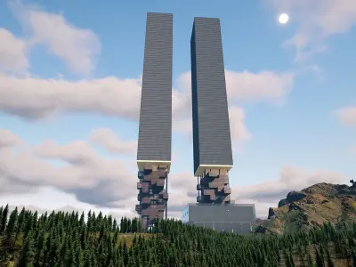 Skyscraper Future building Low-poly 3D model