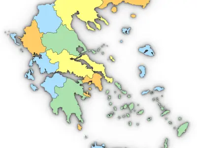 Political Map of Greece 3D model