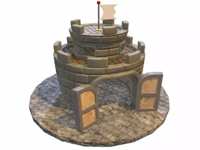  New Super Mario Bros Tower Low-poly 3D model