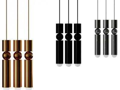 PLUMB group of gold and pendant lights 3D model
