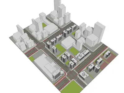 Cityscape Building Exterior Scene 3D model