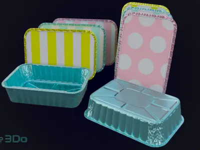 Colored Aluminum foil trays Low-poly 3D model