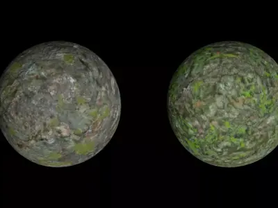 2 Wooden Moss set 3D model