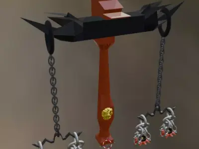 pillar with hanging fire on both sides 3D model