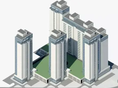 Residential Complex Co1 Low-poly 3D model