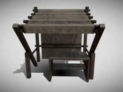 Medieval Market Stall Low-poly 3D model