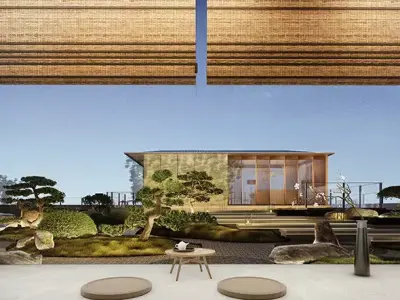 Japanese Chinese nspired Roof Garden skp LUMION 3D Model  3D model
