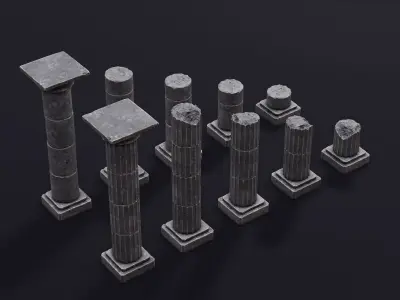 Modular Columns Low-poly 3D model