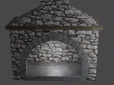 Fireplace Low poly stone with light Free 3D model