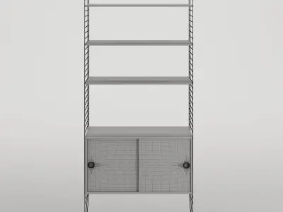 String shelving system with 2 sliding cabinet doors 3D model