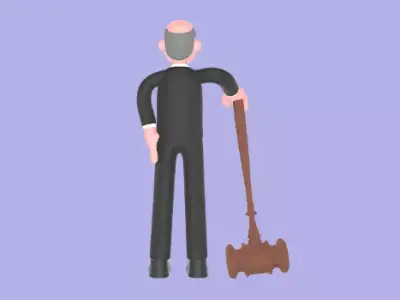 Stylized 3D Male Judge Character - Cartoon Annoyed Judge 3D model