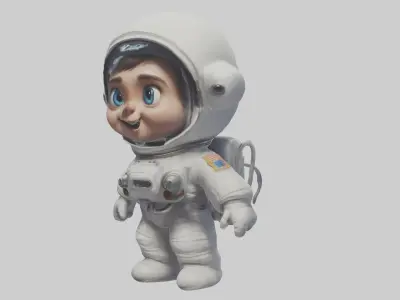 Cartoon Astronaut 1 Low-poly 3D model