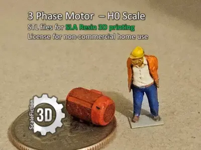 3-Phase Electric Motor H0 Scale - High-Detail SLA STL Model 3D print model