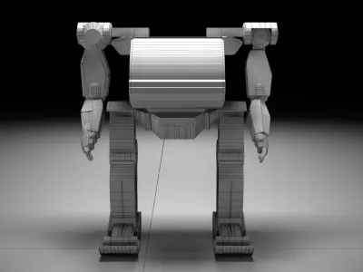 Game Ready Low Poly Robot silver 3D model