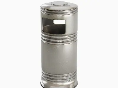 Metal Street Trash Bin 02 Low-poly 3D model