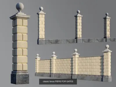 classic fence PIERS FOR GATES 3D Model Pack