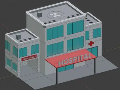 Set of hospitals low-poly Low-poly 3D model