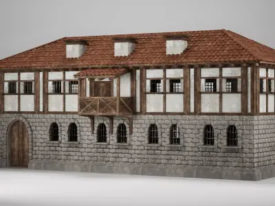 Medieval Modular Building Kit  Trim Sheet Based Low-poly 3D model