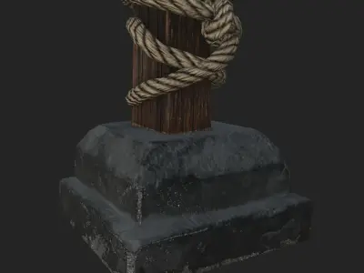 Wooden street Lamp Low-poly 3D model