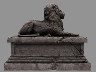 Lion Statue 17 Low-poly 3D model