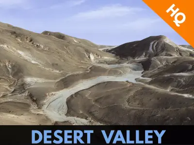 Valley Mountain Rocks Landscape Terrain Desert Cliff PBR 08 Low-poly 3D model