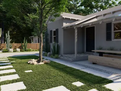 3D Exterior Scene 3D model design garden and landscape 3D 3D model