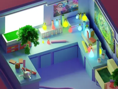 Garage laboratory from the animated series Rick and Morty 3D model